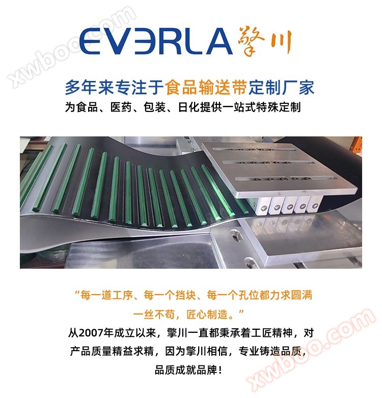 蓝色PU<u>输送带</u>加挡板导条